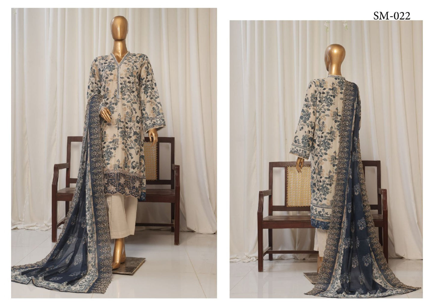 Classic Lawn 3PC Suit with Artistic Embroidery and Dupatta