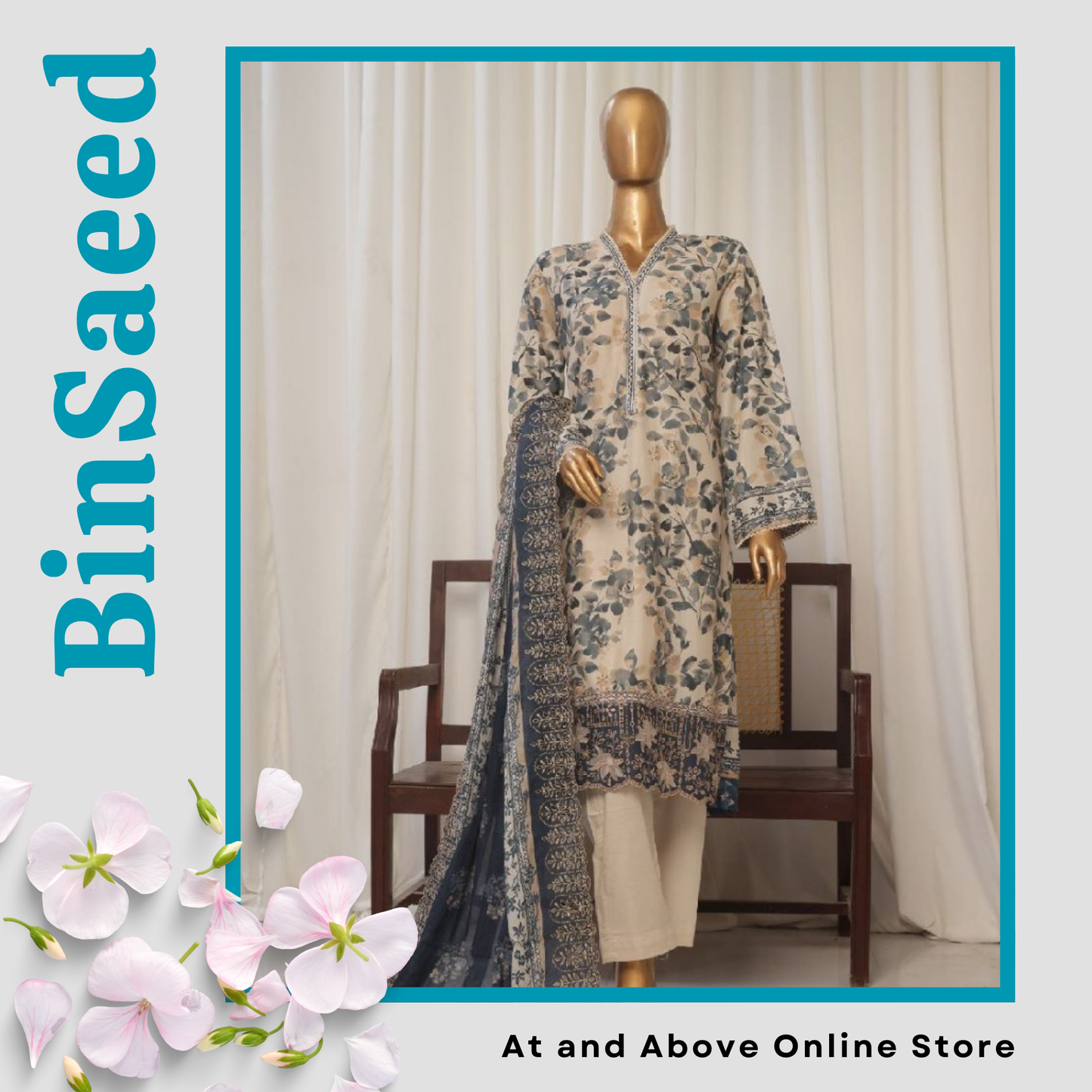 Classic Lawn 3PC Suit with Artistic Embroidery and Dupatta