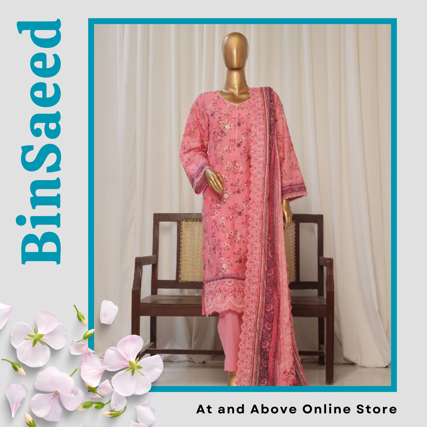 Lawn Embroided With Embroidery Dupatta 3pc Suit