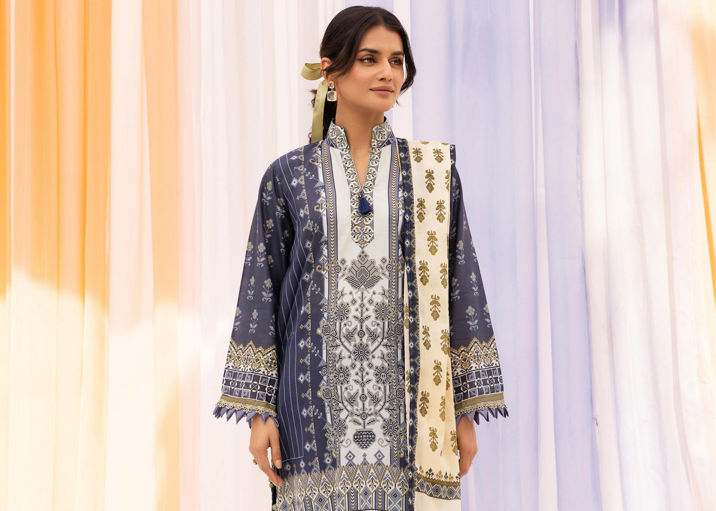 Festive Lawn Printed Dress with Elegant Printed Dupatta