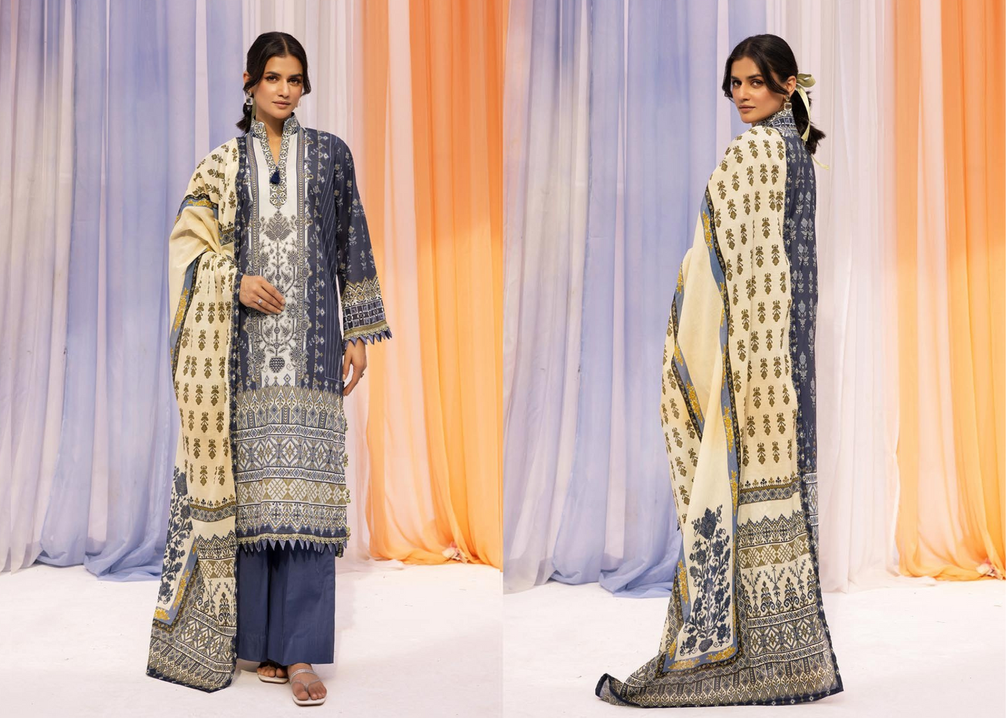 Festive Lawn Printed Dress with Elegant Printed Dupatta