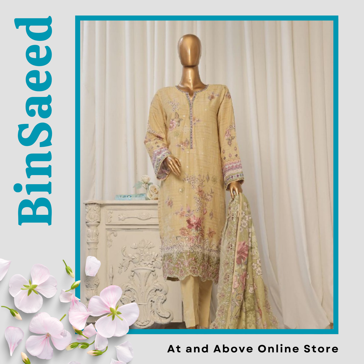 Luxury Lawn Embroidered Suit – 3-Piece Set with Dupatta