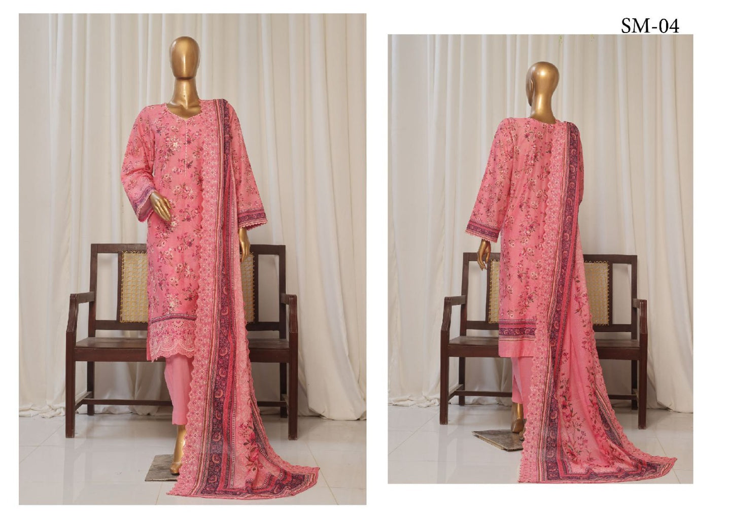 Lawn Embroided With Embroidery Dupatta 3pc Suit