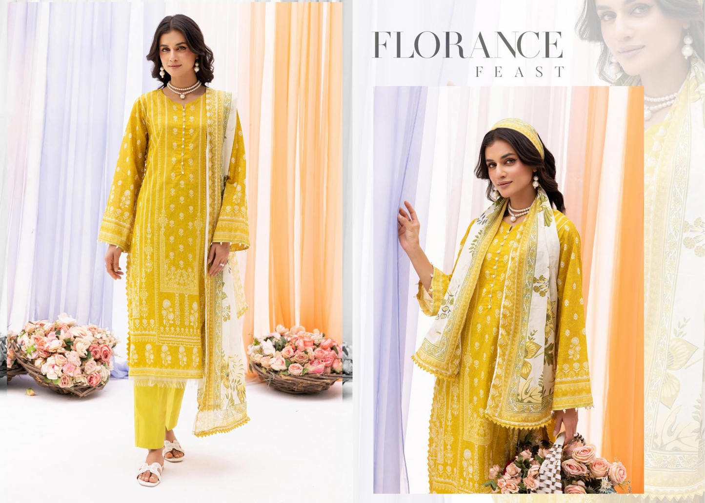 Classic Lawn 3-Piece Dress with Stylish Printed Dupatta