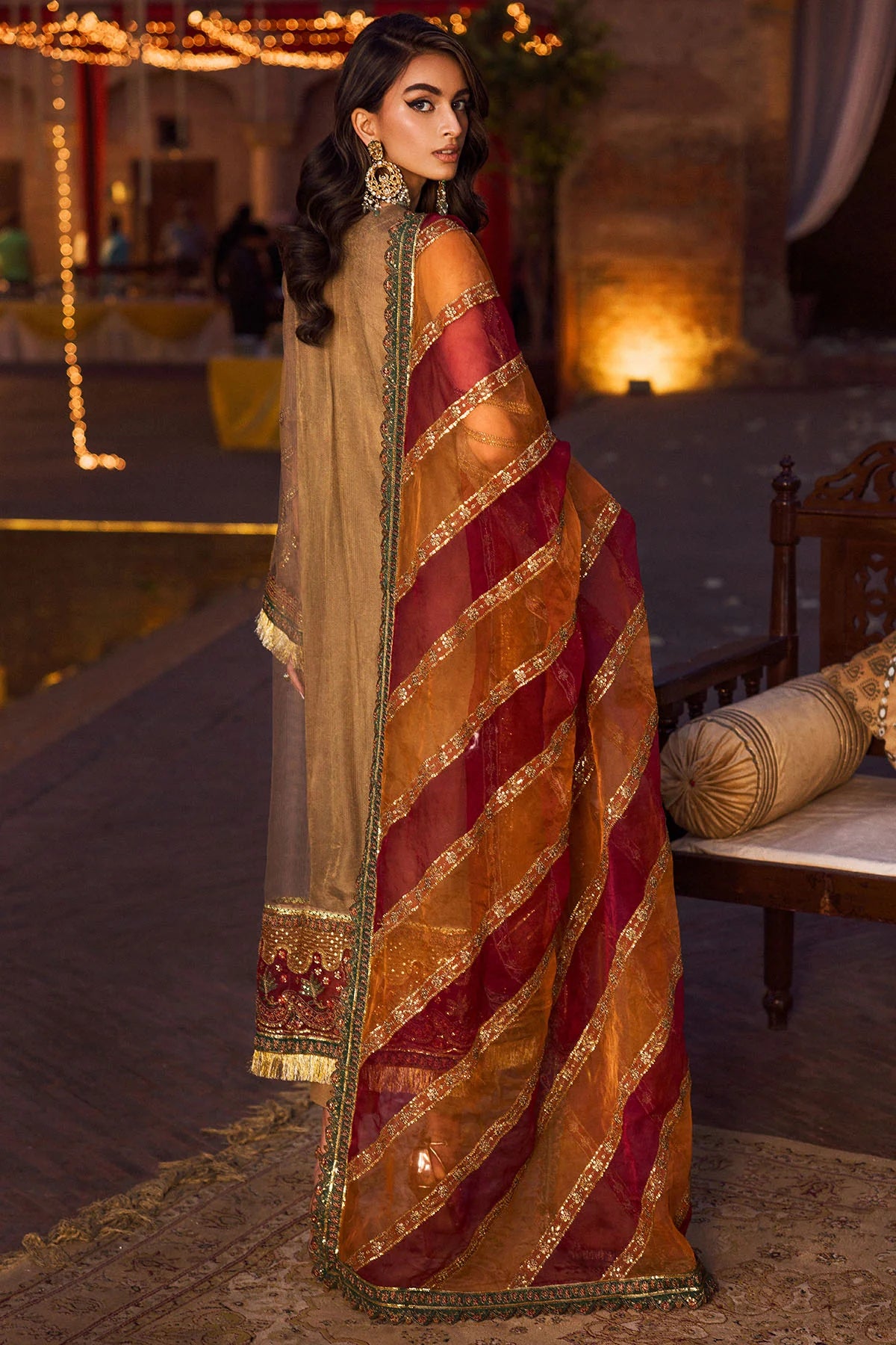 Silk Net Dress with Intricate Embellishments