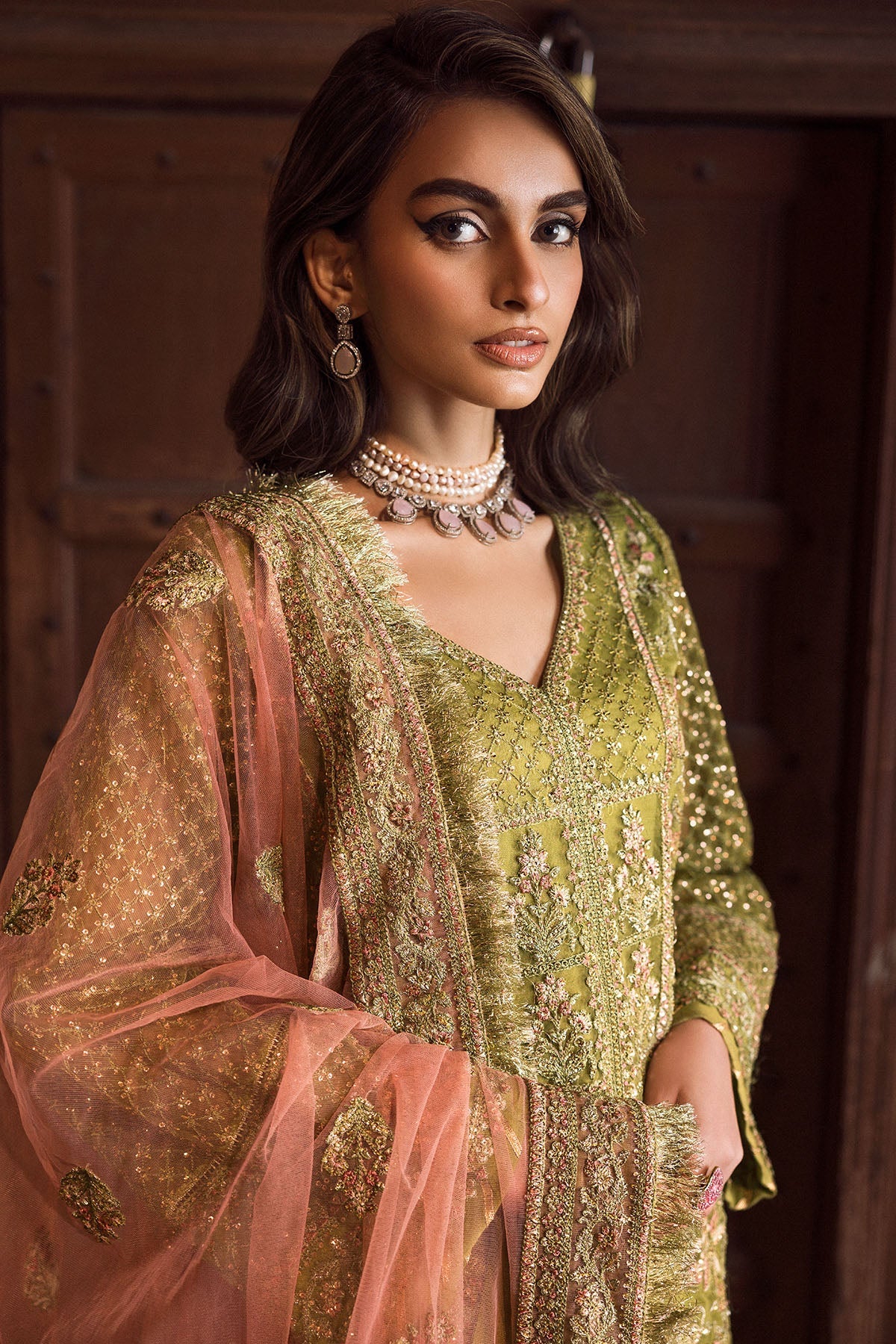 Net Dress with Intricate Embellishments
