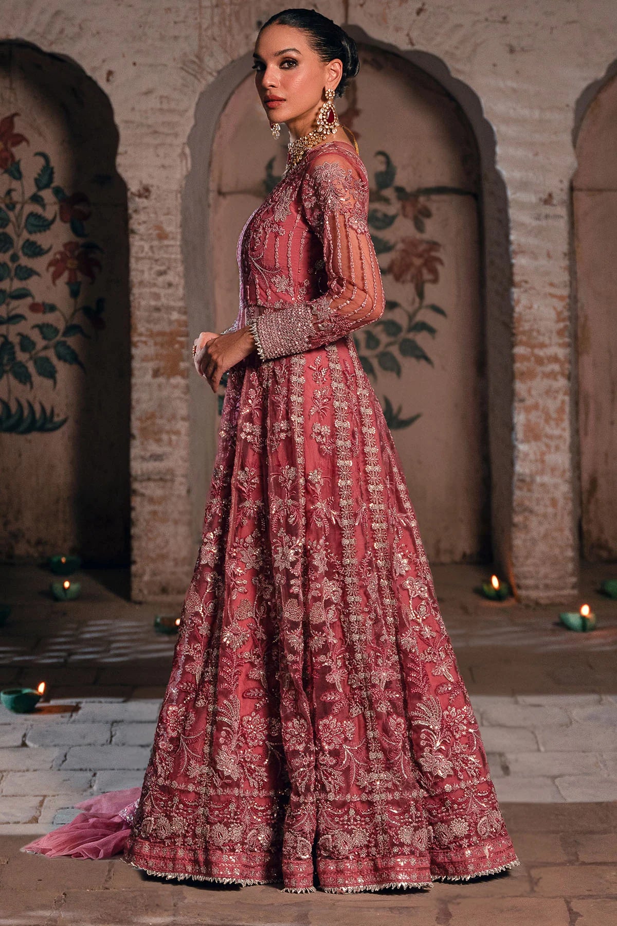 Delicate Silk Net Ensemble with Intricate Embroidery