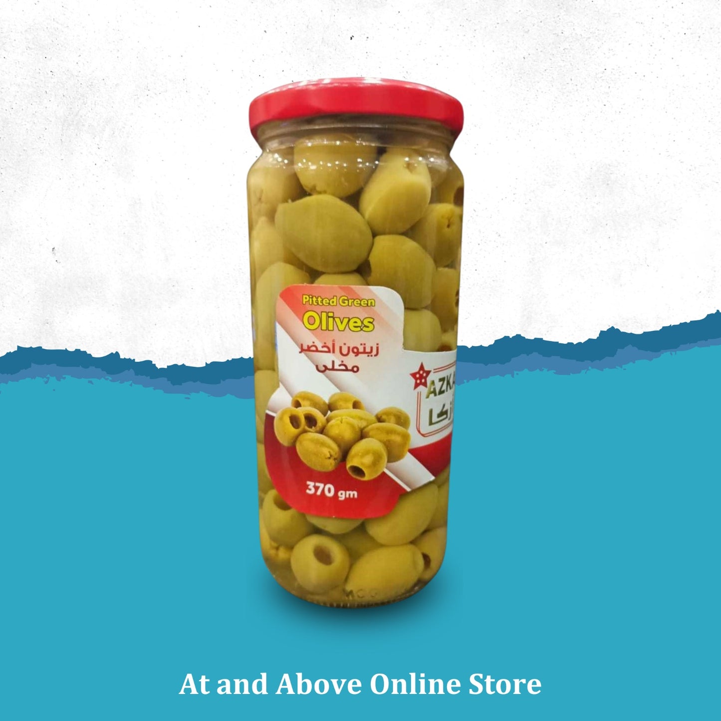 Azka Pitted Green Olives Jar 370G