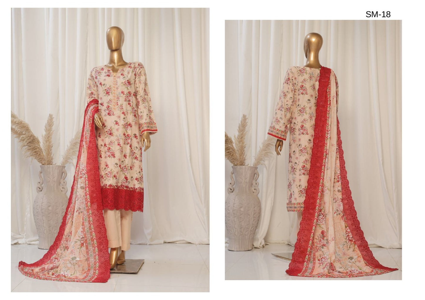 Elegant Lawn Suit with Embroidery and Embroidered Dupatta – 3PC