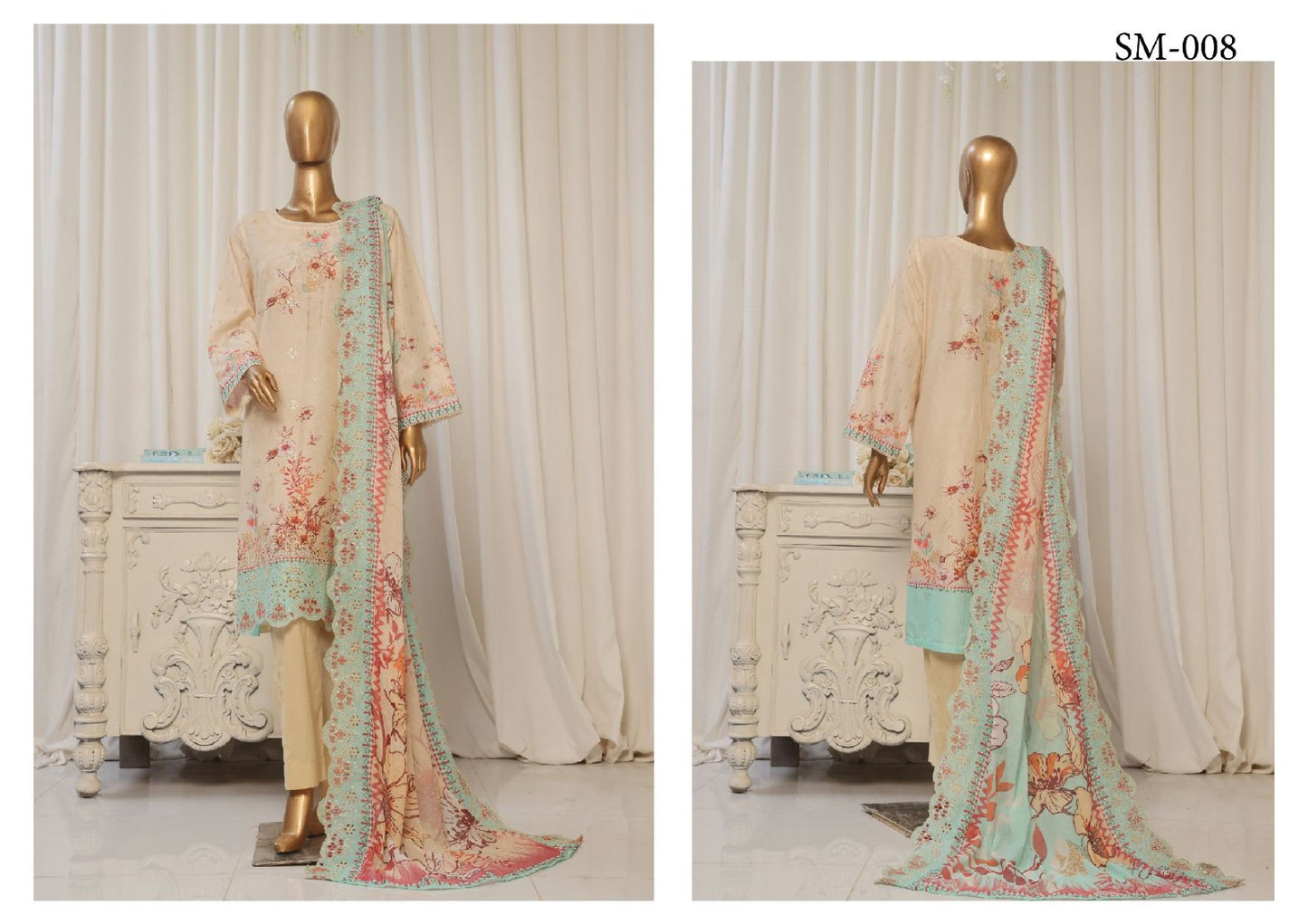 Stylish Embroidered Lawn Ensemble with Dupatta – 3-Piece Outfit