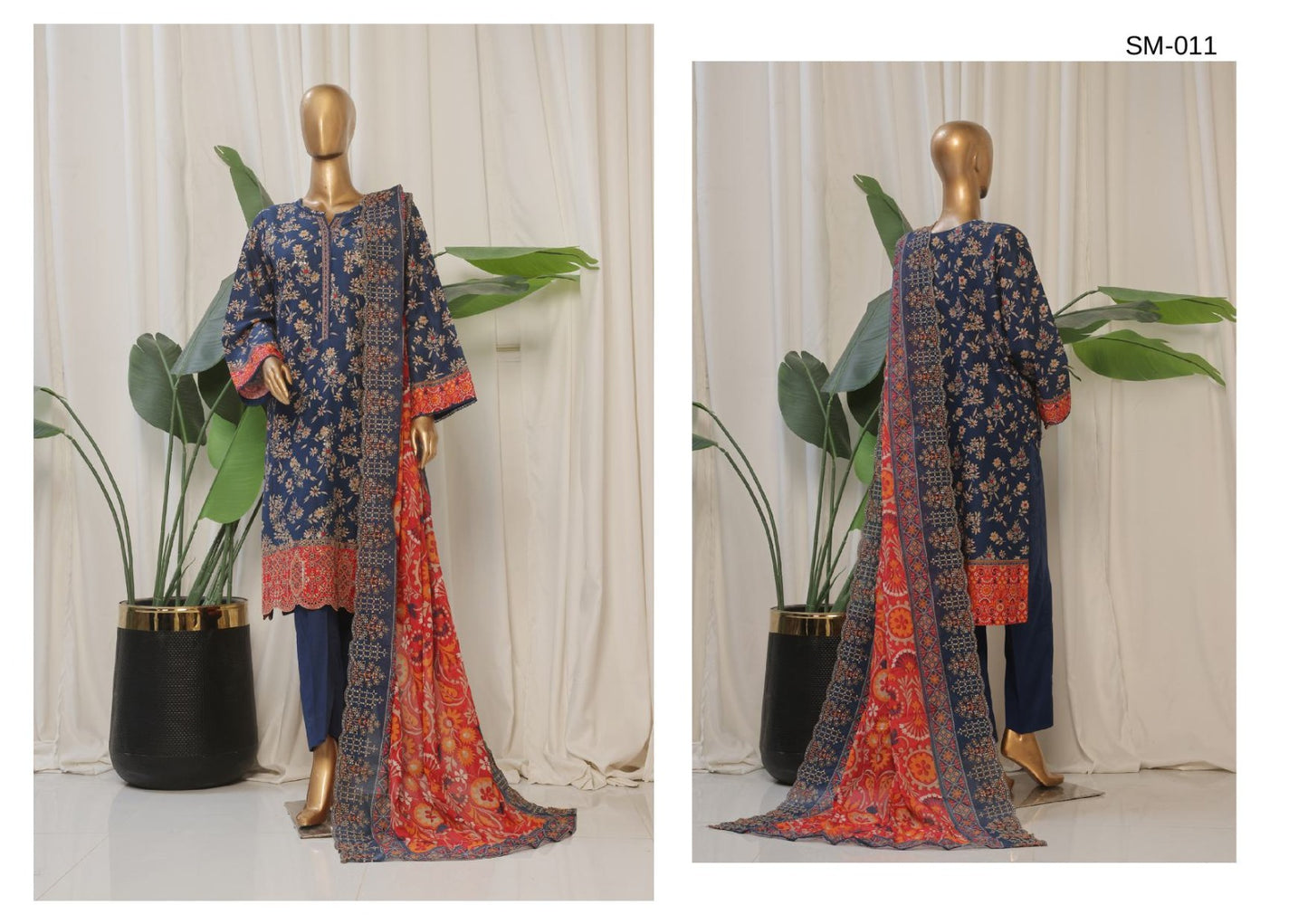 Embroidered Lawn 3-Piece Suit with Matching Embroidery Dupatta