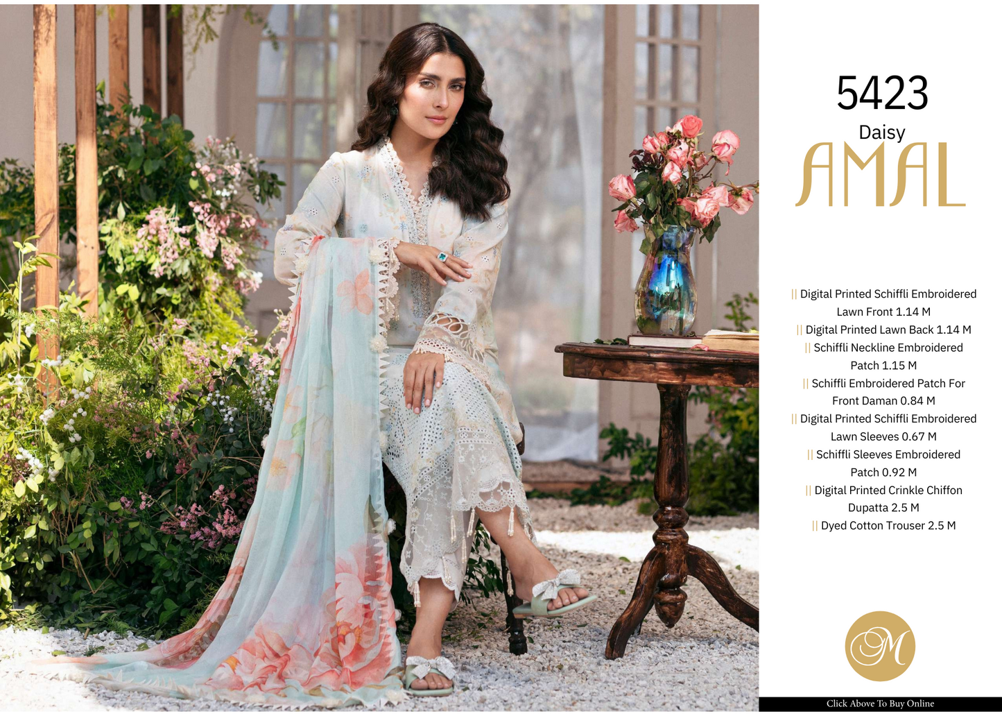 Luxury Embroidered Lawn Unstitched Fabric