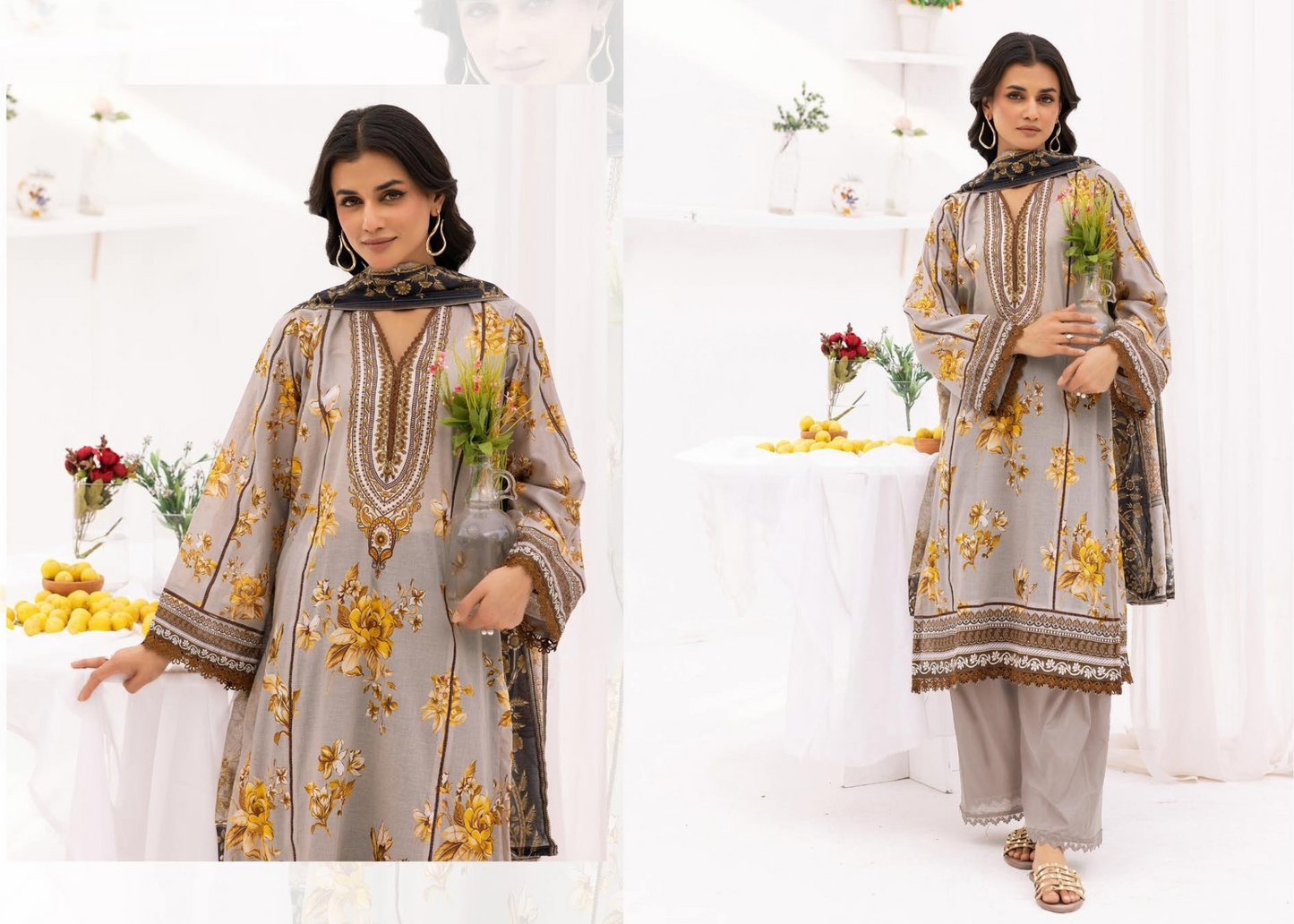 Graceful Lawn 3PC Suit with Coordinated Printed Dupatta