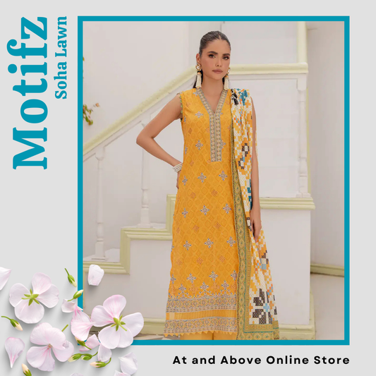Traditional Embroidered Lawn Suit – 3PC Set