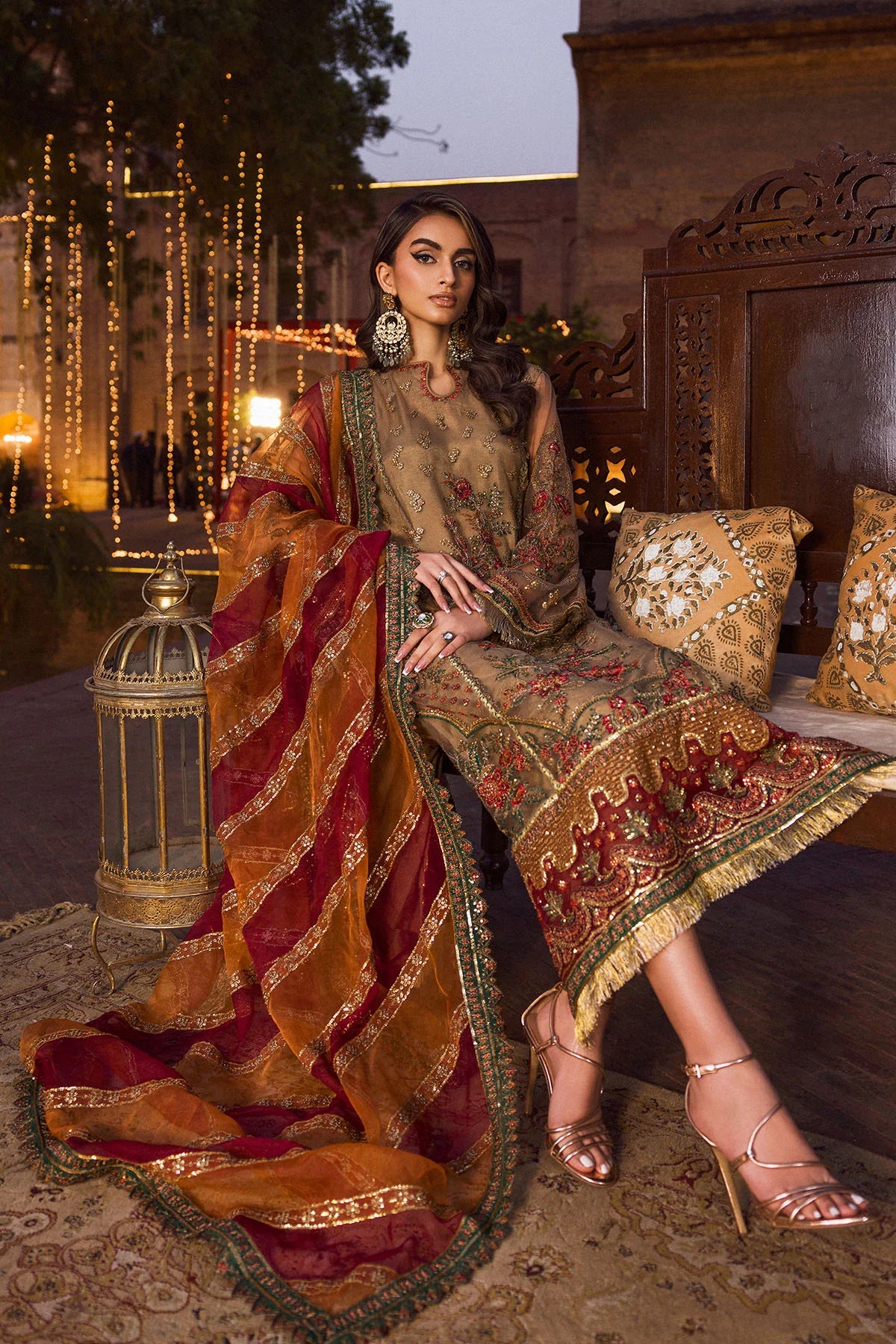 Silk Net Dress with Intricate Embellishments