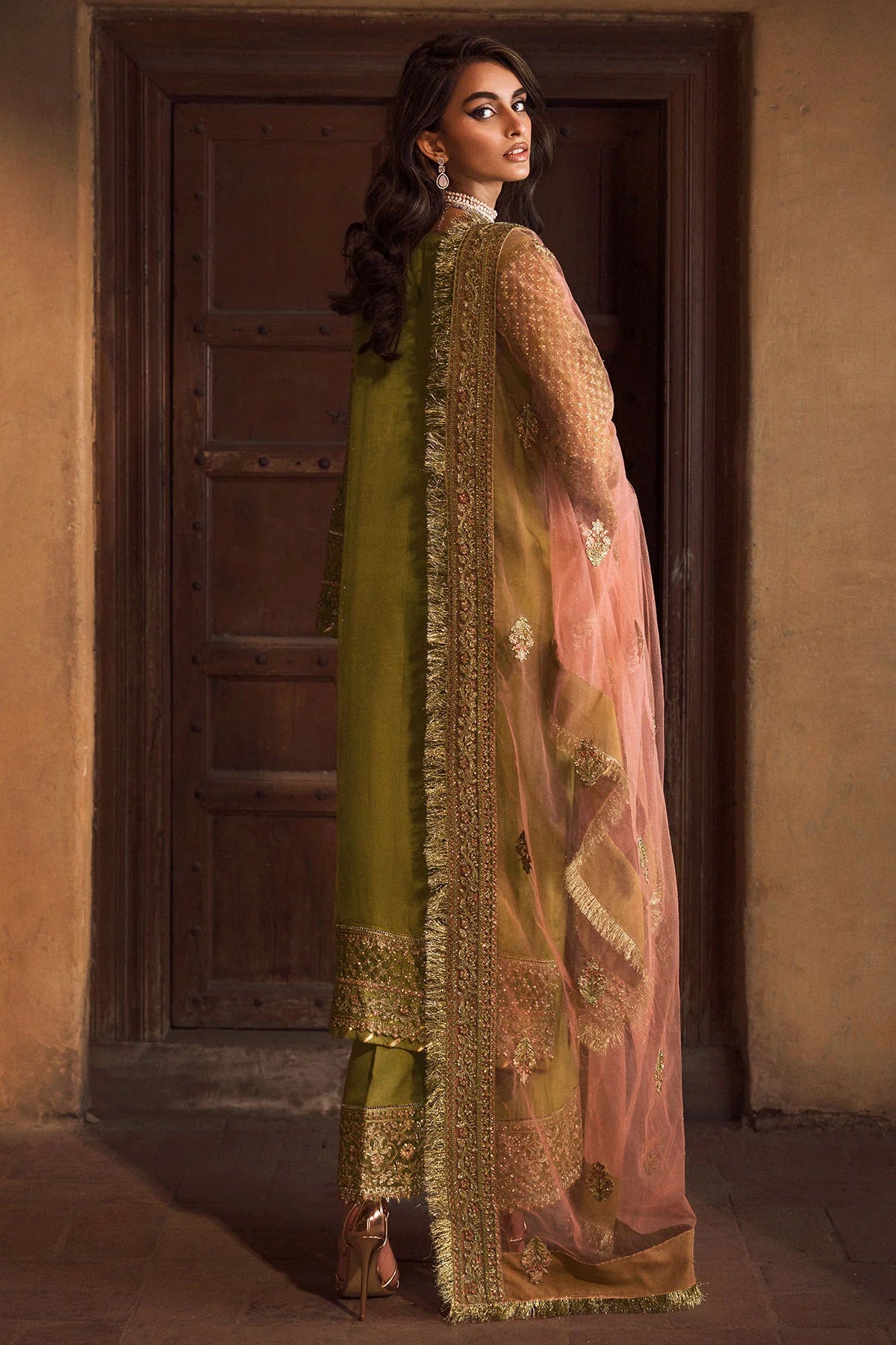 Net Dress with Intricate Embellishments