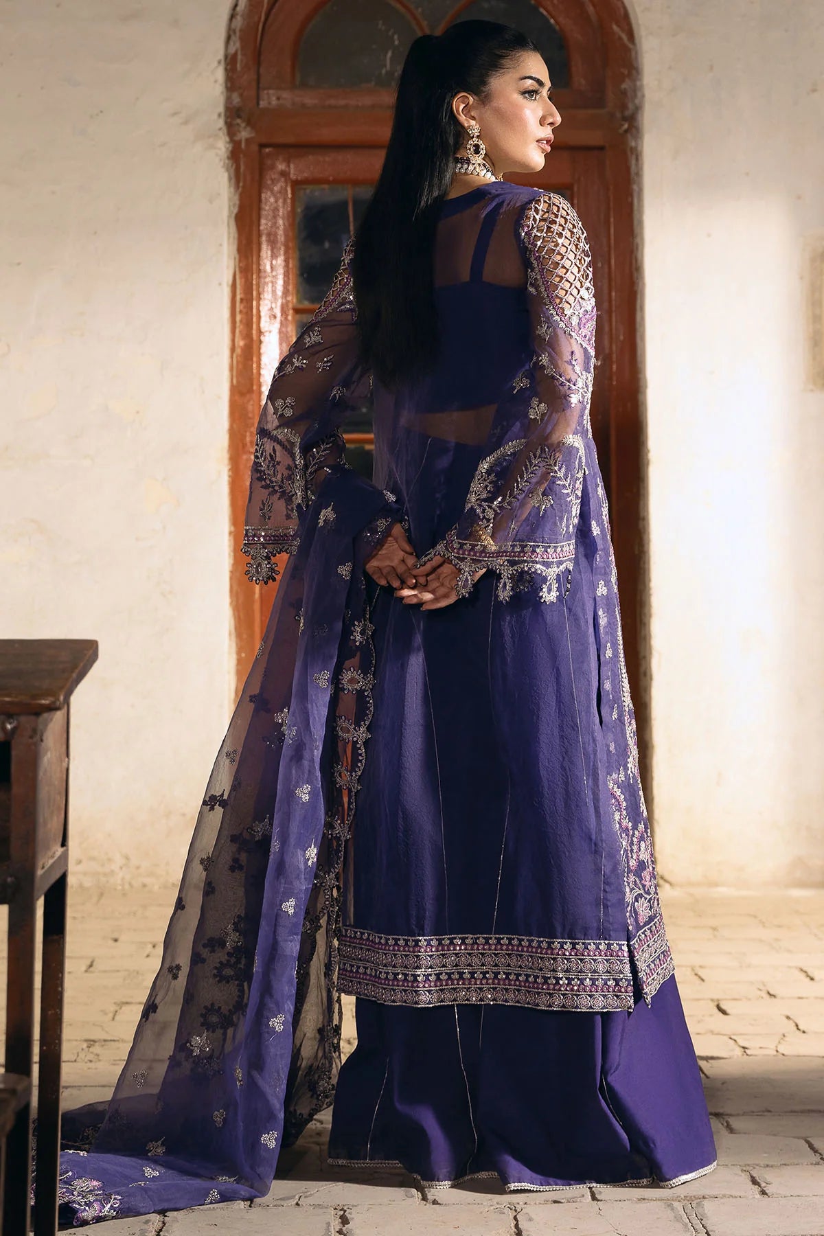 Silk Net Dress with Hand Embroidery