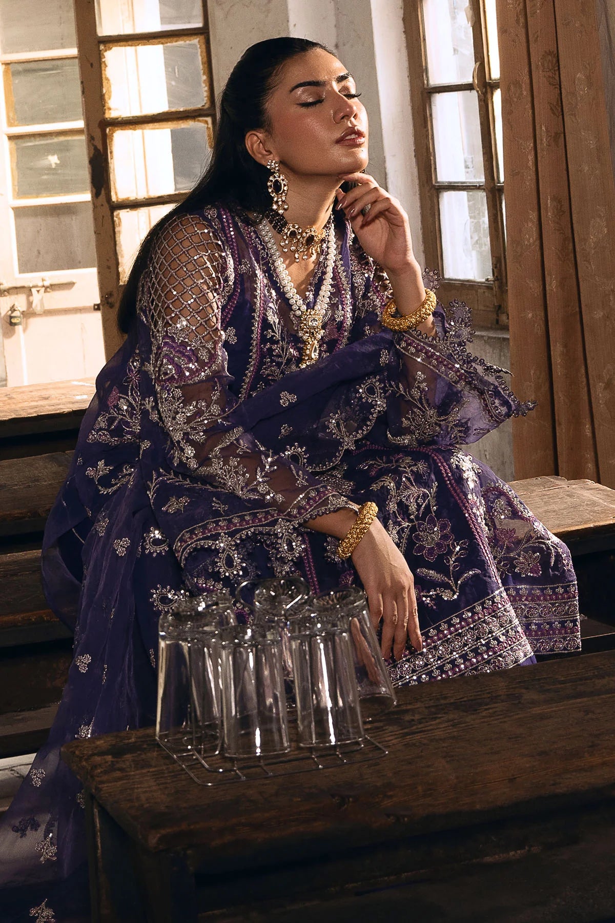 Silk Net Dress with Hand Embroidery