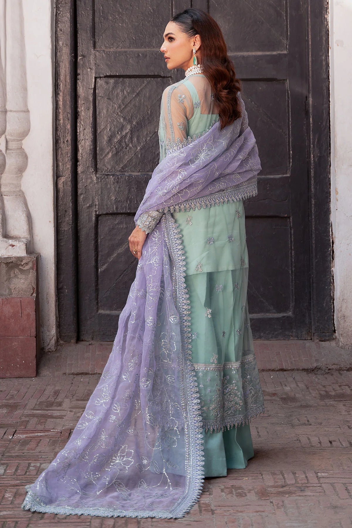 Silk Net Dress with Handcrafted Details
