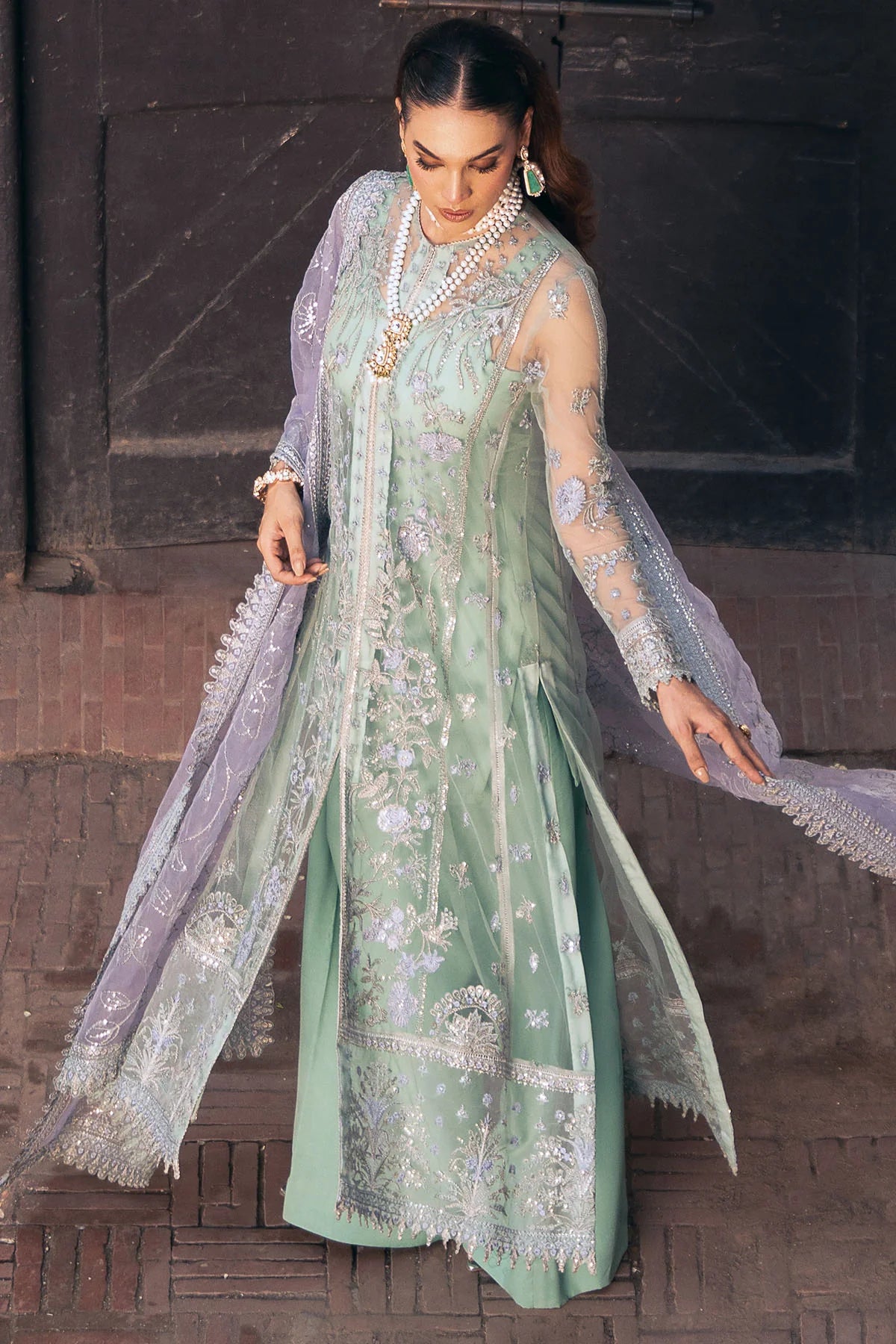 Silk Net Dress with Handcrafted Details