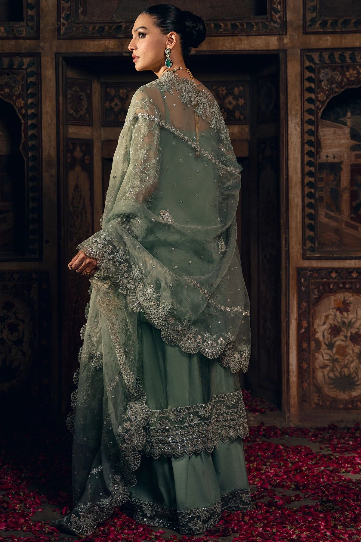 Silk Net Dress with Exquisite Embroidery