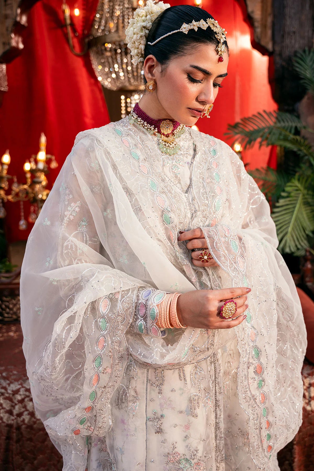 Silk Net Dress with Fine Embroidery