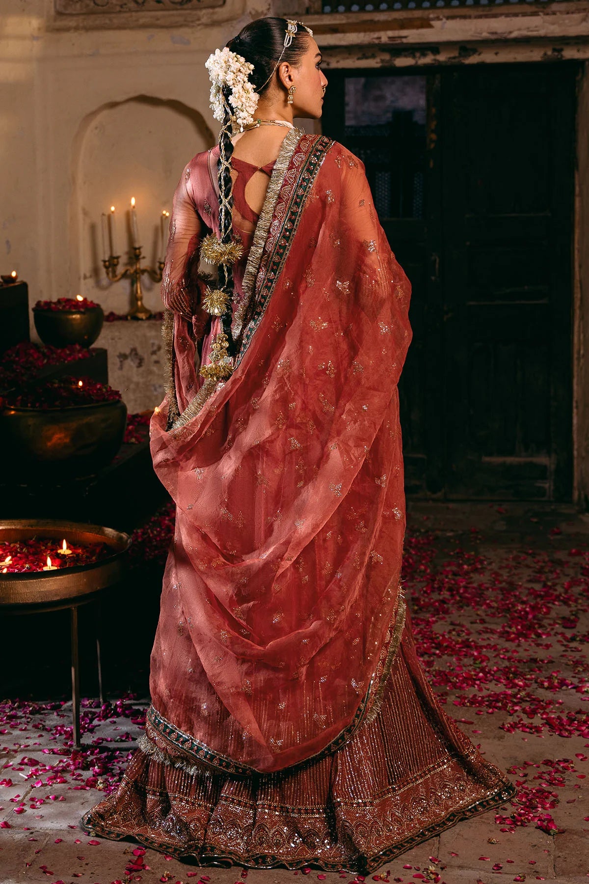 Luxuriously Embroidered Silk Net Gown