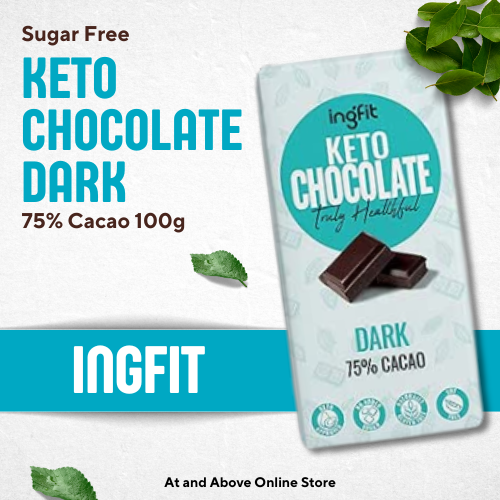 Sugar Free Dark Chocolate, Dark, 75% Cacao 100g