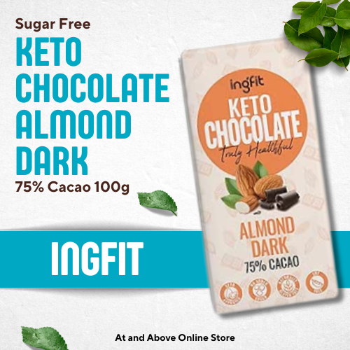 Sugar Free Dark Chocolate, Dark, 75% Cacao with Almonds 100g